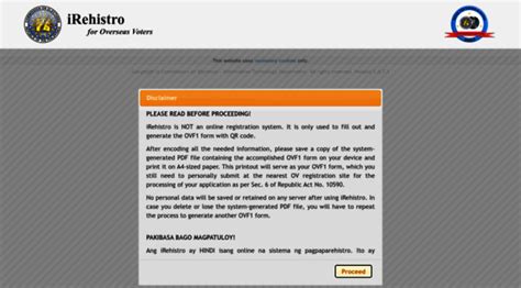 COMELEC Online Generation of Application Form : iRehistro for .